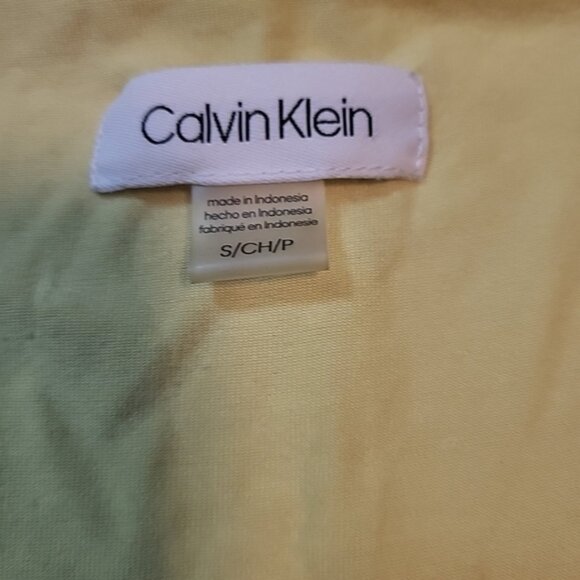 Calvin Klein Womens S Top Yellow Stretch CK Hem Logo Blouse Sleeveless Crew Neck - Picture 4 of 11